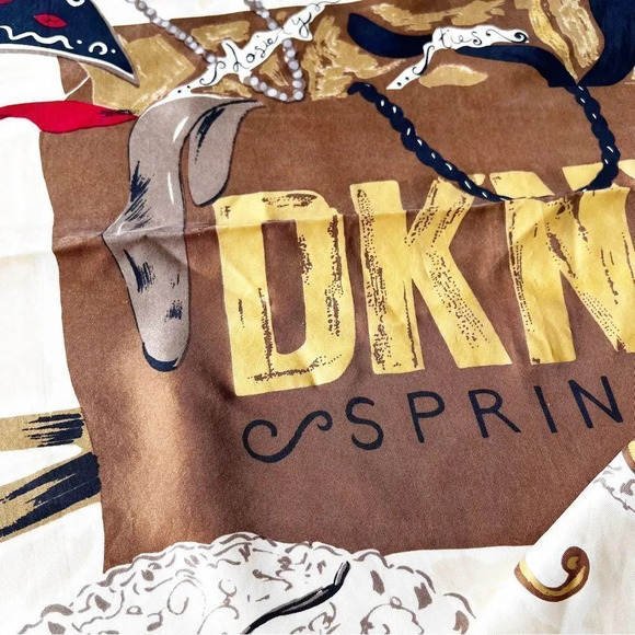 DKNY Rare Silk Scarf Spring Saks Fifth Avenue Rolled Hems Fashion NWT! New York - Picture 11 of 11